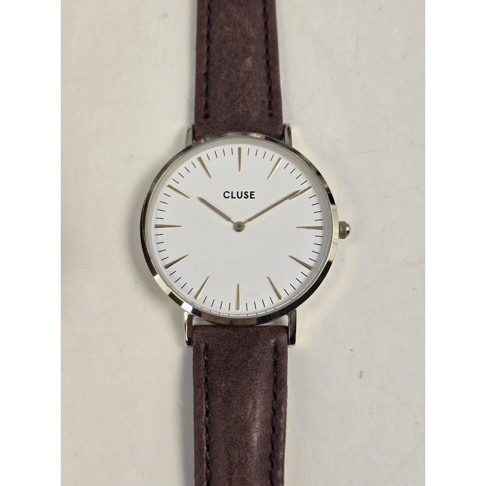 Cluse Women's Goldtone Quartz Watch Brown Leather‎ Band Gold Case White Dial NWT